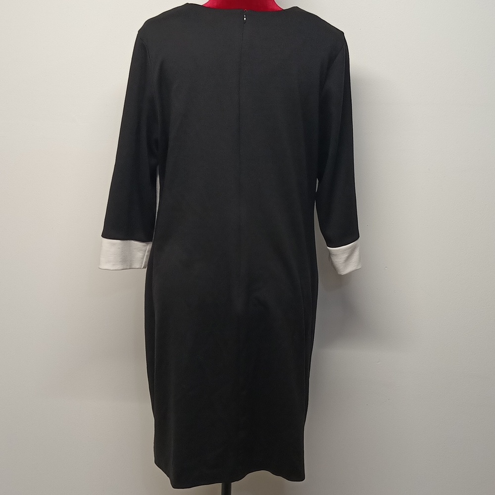 Tiana B. 3/4 sleeves scoop neck chic midi dress women's size X-large black&white - Picture 4 of 12
